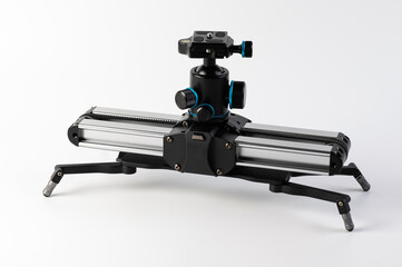 mechanical slider for shooting video on a white background