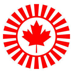 Canadian decorative red maple leaf symbol sign badge logo icon.