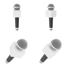 3d rendering set of microphones Isolated on White Background.