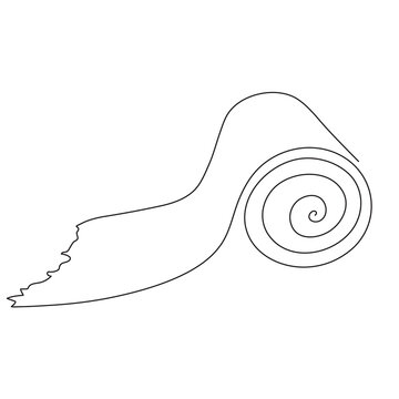 recommend clip art: Hand drawn toilet paper, one line art, stylized continuous contour. Hygiene item, paper napkin roll. Doodle, sketch style, minimalism. Isolated. Vector illustration
