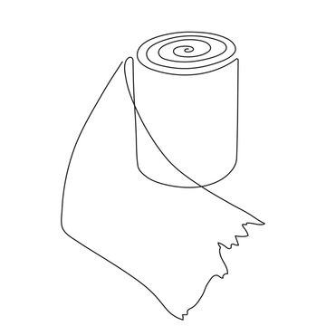 recommend clip art: Hand drawn toilet paper, one line art, stylized continuous contour. Hygiene item, paper napkin roll. Doodle, sketch style, minimalism. Isolated. Vector illustration