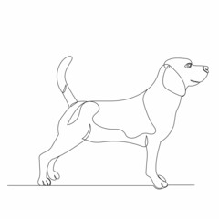 dog one line drawing, on white background, vector