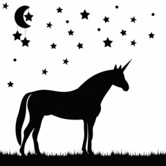 silhouette of a unicorn, on a white background
