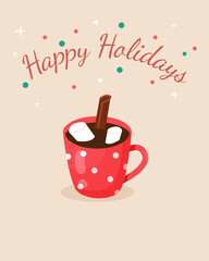 Merry Christmas and Happy Holidays  cute greeting card template.Vector design element