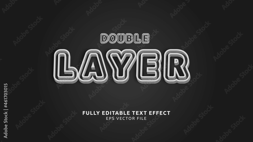 Poster double layer 3d black and white text editable text effect