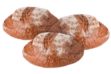 Traditional homemade round bread isolated on a white background
