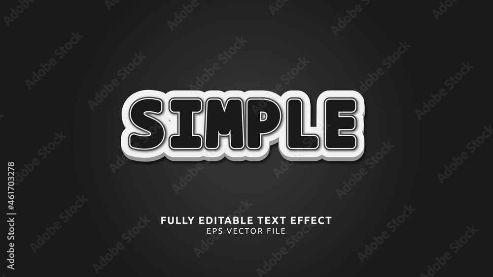 Poster simple 3d black and white text editable text effect