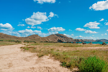 Amazing landscape with hills and mountains on Cape Chameleon in Crimea
