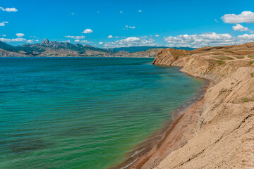 Amazing landscape with hills and mountains on Cape Chameleon in Crimea
