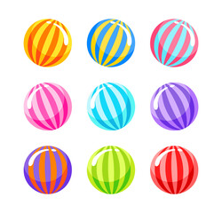 Striped Candy Ball set vector isolated