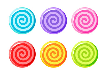 glossy spiral candy set vector isolated
