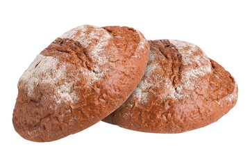 Traditional homemade round bread isolated on a white background