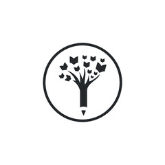 Tree pencil book logo design