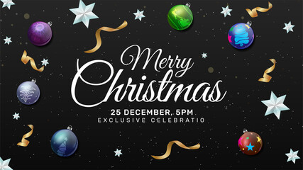 Elegant Christmas background with  branches and Stars