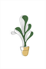 abstract potted cactus one line drawing. vector cactus on a background of abstract colored spot