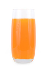 glass of orange juice on white background