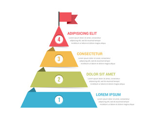 Four steps to success concept, pyramid infographic template