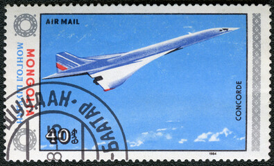 MONGOLIA - 1984: shows Concorde, series Civil Aviation, 1984 - 461707659