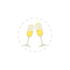 The clink glasses colored flat icon. glasses clipart