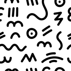 Seamless abstract pattern on white background. Vector doodle image. Graphic linear wallpaper.