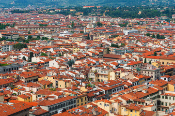 Fototapeta na wymiar Bird's eye view of the historic center of the Italian city of Florence