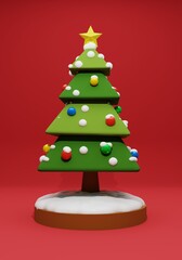 3D素材_かわいいクリスマスツリー