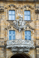 Fragment of exterior of medieval Old Town Hall of Bamberg, Germany. UNESCO World Heritage Site.