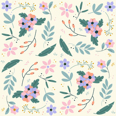 Floral pattern in light colours. Abstraction flowers.