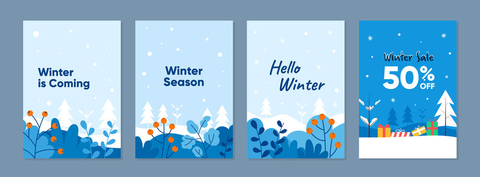 Winter Season templates set. Able to use for banner promotion sale, cover designs, brochures, flyers, poster, presentations, leaflet, magazine.