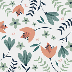 Obraz premium Vector illustration of a seamless floral pattern in spring for Wedding, anniversary, birthday and party. Design for banner, poster, card, invitation and scrapbook