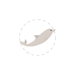 Dolphin flat icon. Dolphin clipart on white background.