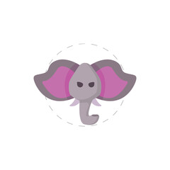 Elephant head flat icon. Elephant clipart on white background.