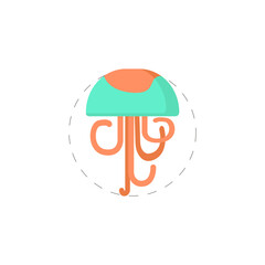 Jellyfish flat icon. Jellyfish clipart on white background.