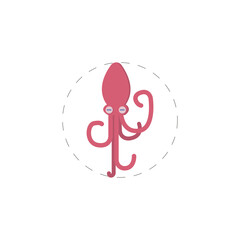 Squid colorful flat icon, Squid clipart on white background.
