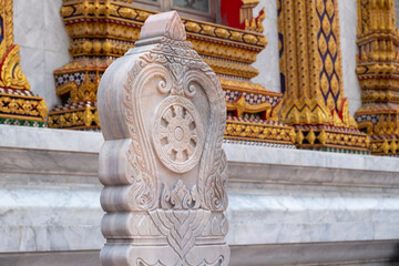 Fototapeta na wymiar marble Budha symbol in Thailand temple