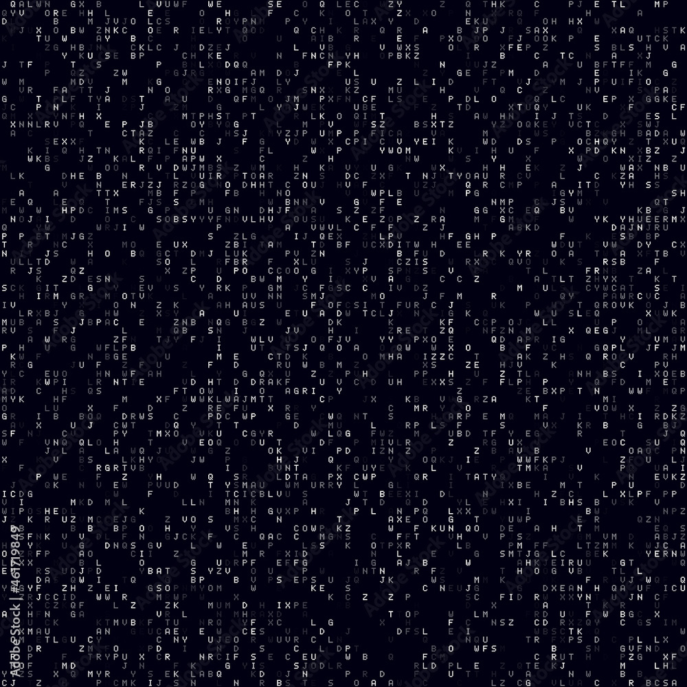 Poster tech background. white sparse alphabet letters background. big sized seamless pattern. attractive ve