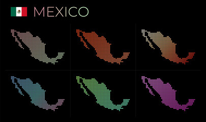 Fototapeta premium Mexico dotted map set. Map of Mexico in dotted style. Borders of the country filled with beautiful smooth gradient circles. Astonishing vector illustration.