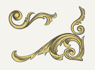 Vintage design elements. Baroque swirls. Classical ornament.
