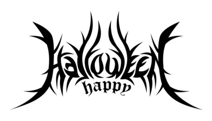 Happy Halloween Text Banner. halloween writing with metal music band theme. vector