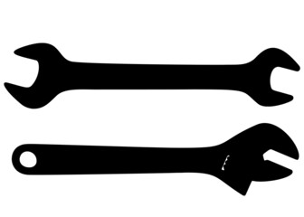 Adjustable and repair wrenches. Vector image.
