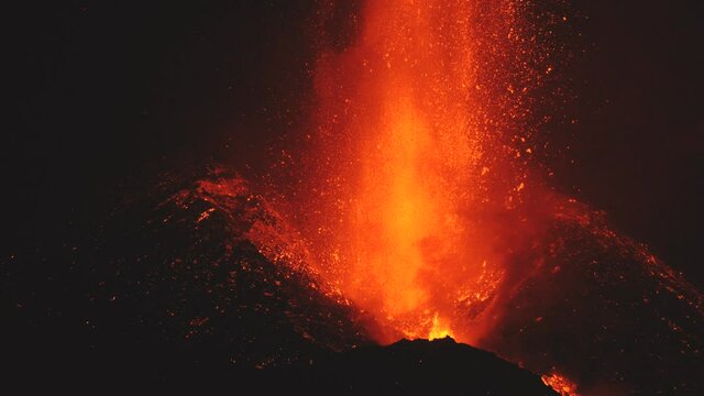 volcanic eruption in Cumbre vieja on September 19, 2021. El Paso. La Palma. Canary Islands. Spain
