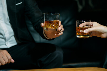 Celebrate whiskey on a friendly party in  restaurant