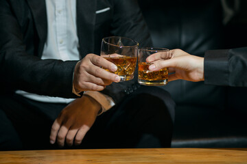 Businessmen in suits drinking  Celebrate whiskey