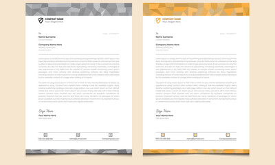 Simple unique modern abstract corporate professional creative business letterhead design template with colorful gray orange shapes. 