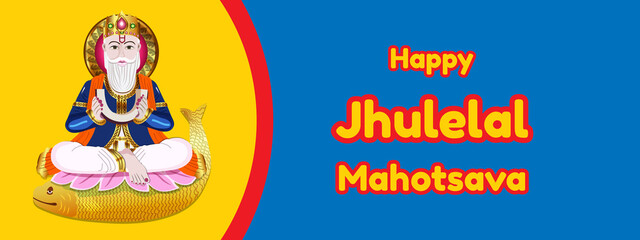 Happy Jhulelal Mahotsav Greeting Card Design, banner, flyer, cover 