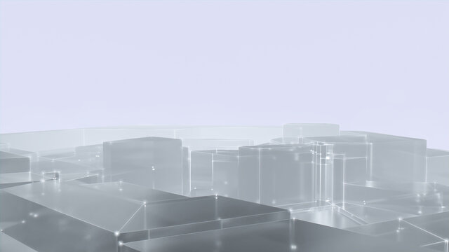 Light Crystal Mesh. Futuristic Global Data Network Concept with Copy Space. 3D Render.