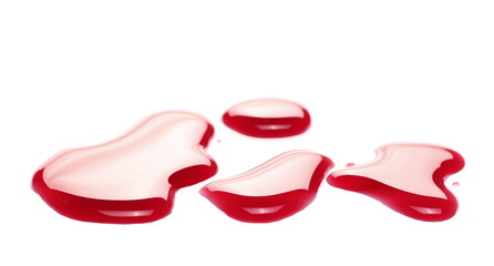 Spilled red wine puddle isolated on white background 