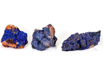 Macro mineral stone Malachite and Azurite against white background