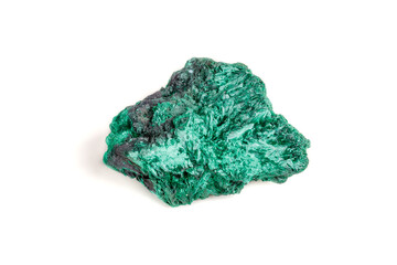 Macro mineral stone plisoviy, plush, satin malachite on a white background