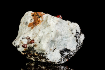 Macro Zircon mineral stone on a black background